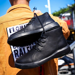 Men's Lace up High Top Boots, Leather Casual Walking Shoes