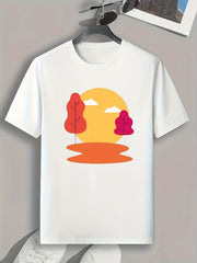 Scenery Print Men's Graphic T-shirt for Summer
