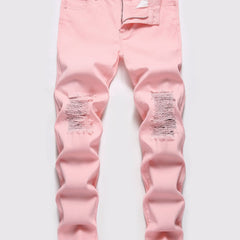 Boys Ripped Skinny Fit Denim Jeans - Elastic Waist