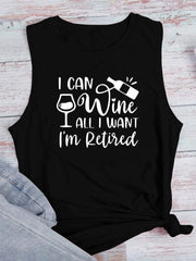 Letter Print Crew Neck Tank Top Casual Sleeveless Tank Top