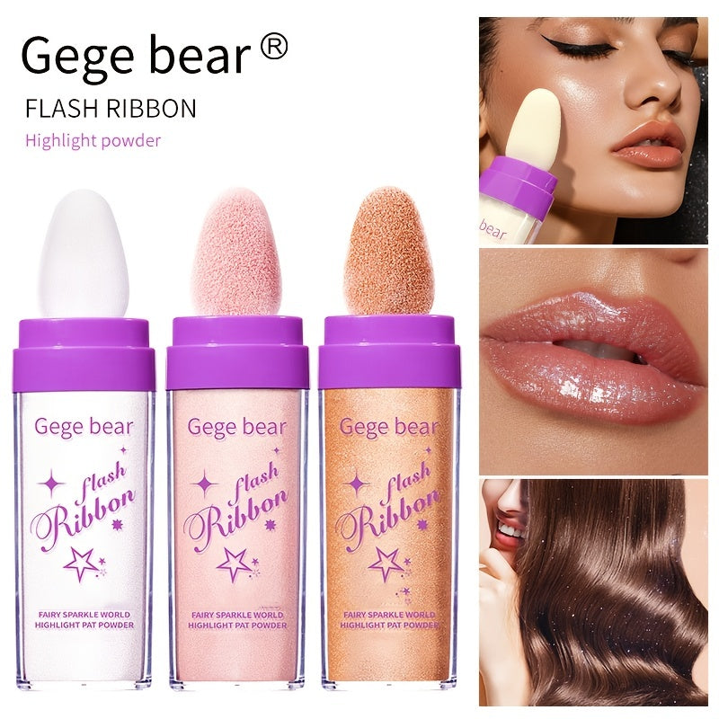 Pearly Glitter Body Highlighter Powder w/Sponge - Contouring & Brightening