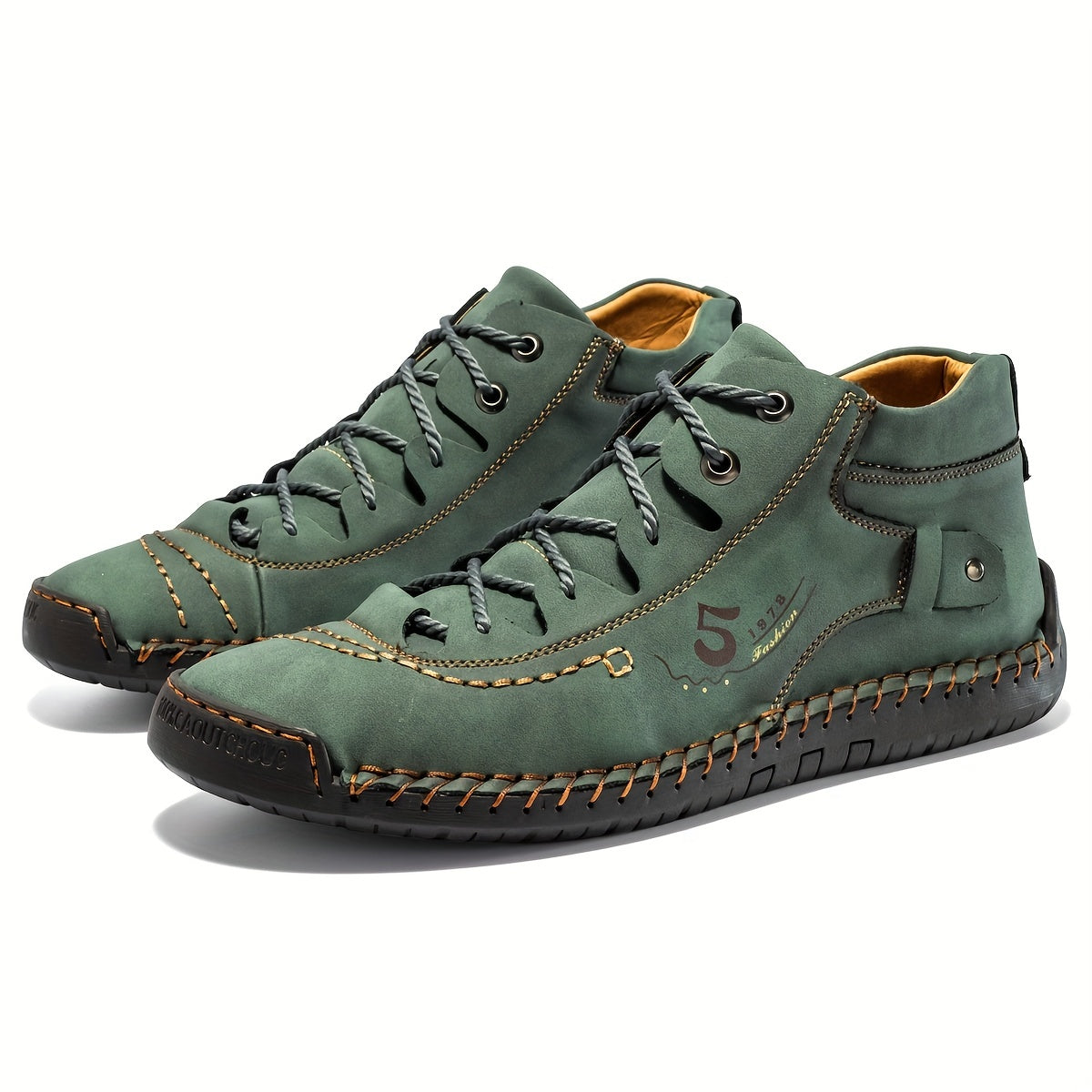 Men's Stitch Mid Top Lace Up Boots Non Slip Outdoor Shoes