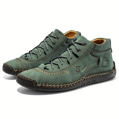 Men's Stitch Mid Top Lace Up Boots Non Slip Outdoor Shoes