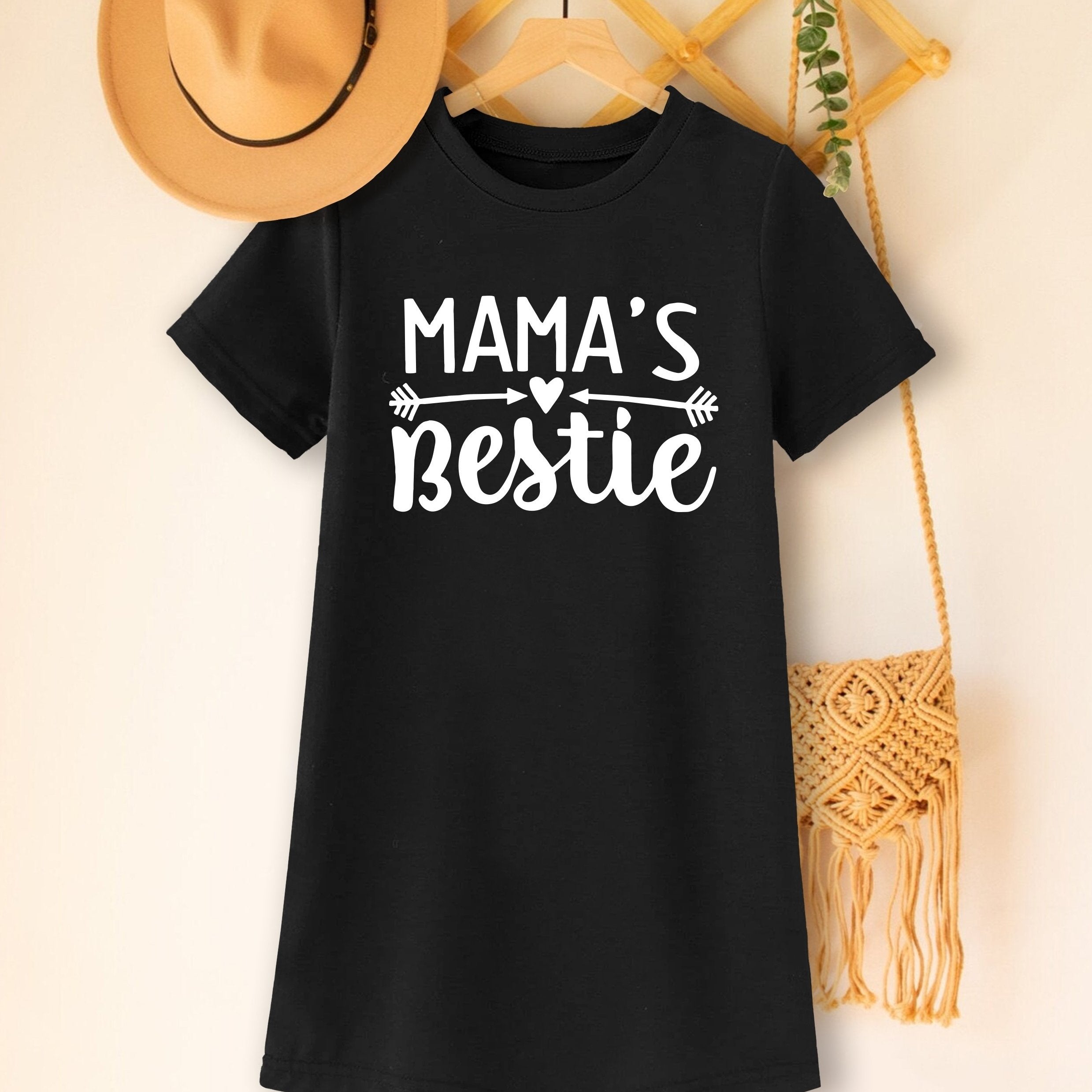 Toddler Girls MAMA'S BESTIE Graphic T Shirt Dress