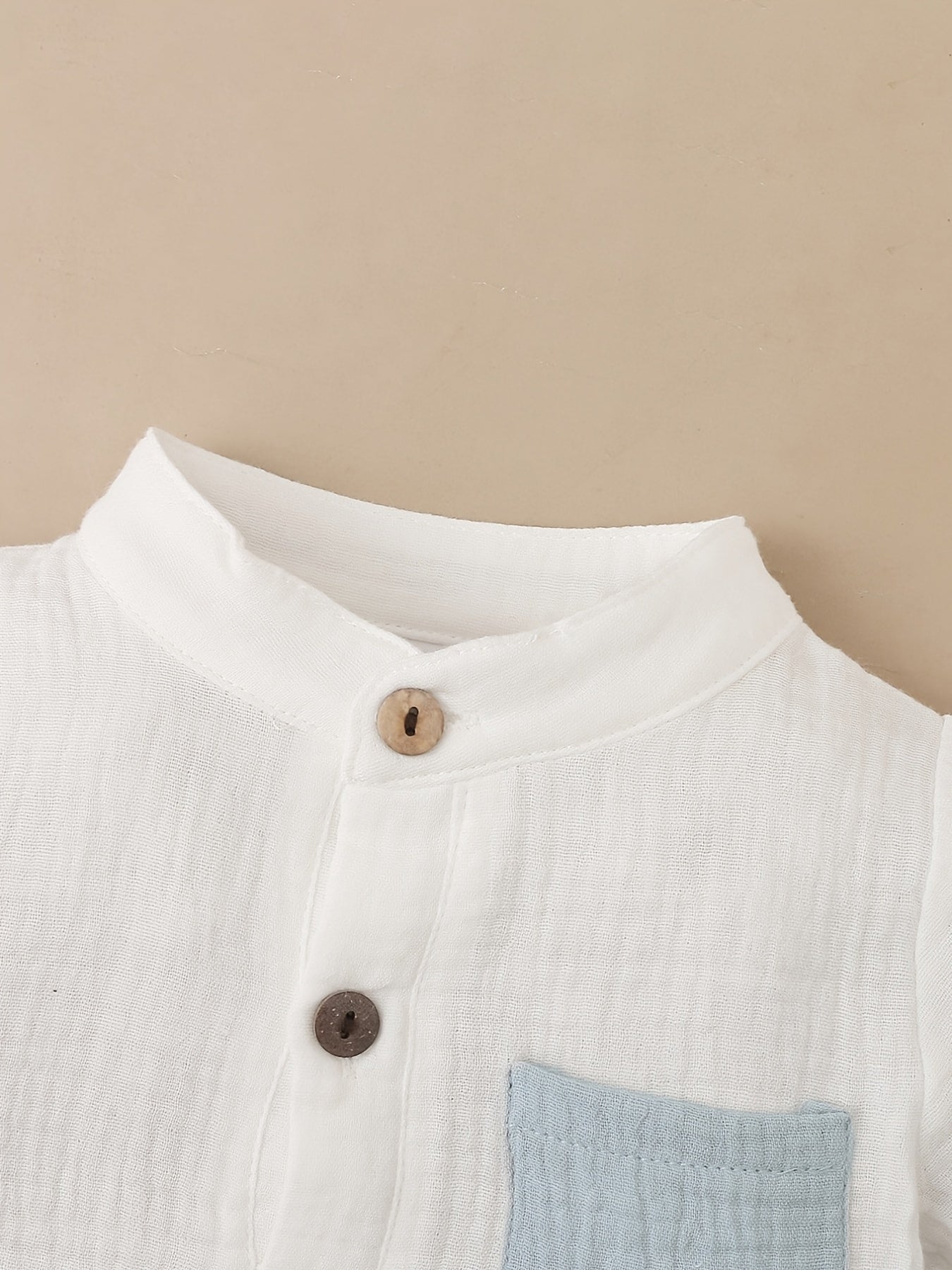 2pcs Baby Boys Button Collar Short Sleeve Shirt & Shorts Set