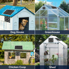 20W Solar Powered Fan for Shed Greenhouse Chicken Coop Dog House