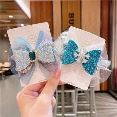 Princess Bow Mesh Crystal Hair Clip Sweet Hairpin