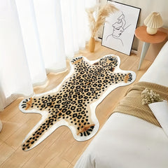 Soft Leopard Fluffy Rug Animal Printed Carpet Area Rug Faux Fur Rug