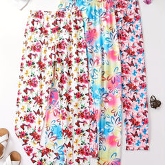 Girls Butterfly & Flowers Print Yoga Pants, Slim Fit Leggings