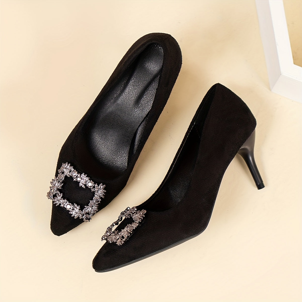 Rhinestone Square Buckle Stiletto Wedding Pumps