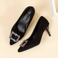 Rhinestone Square Buckle Stiletto Wedding Pumps