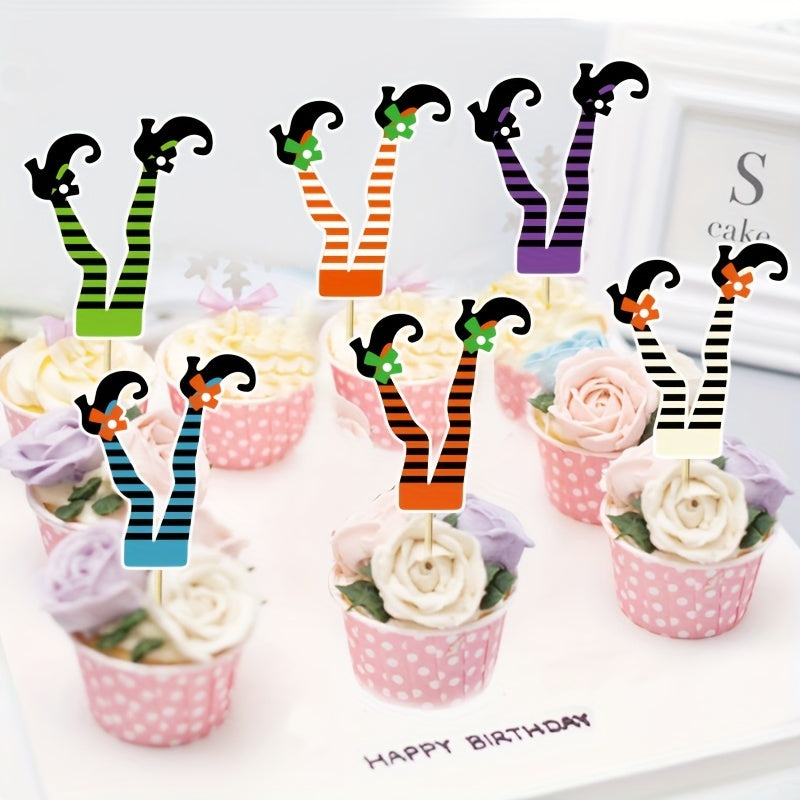 12pcs Halloween Witch's Boot Cake Topper Set Cupcake Decorations