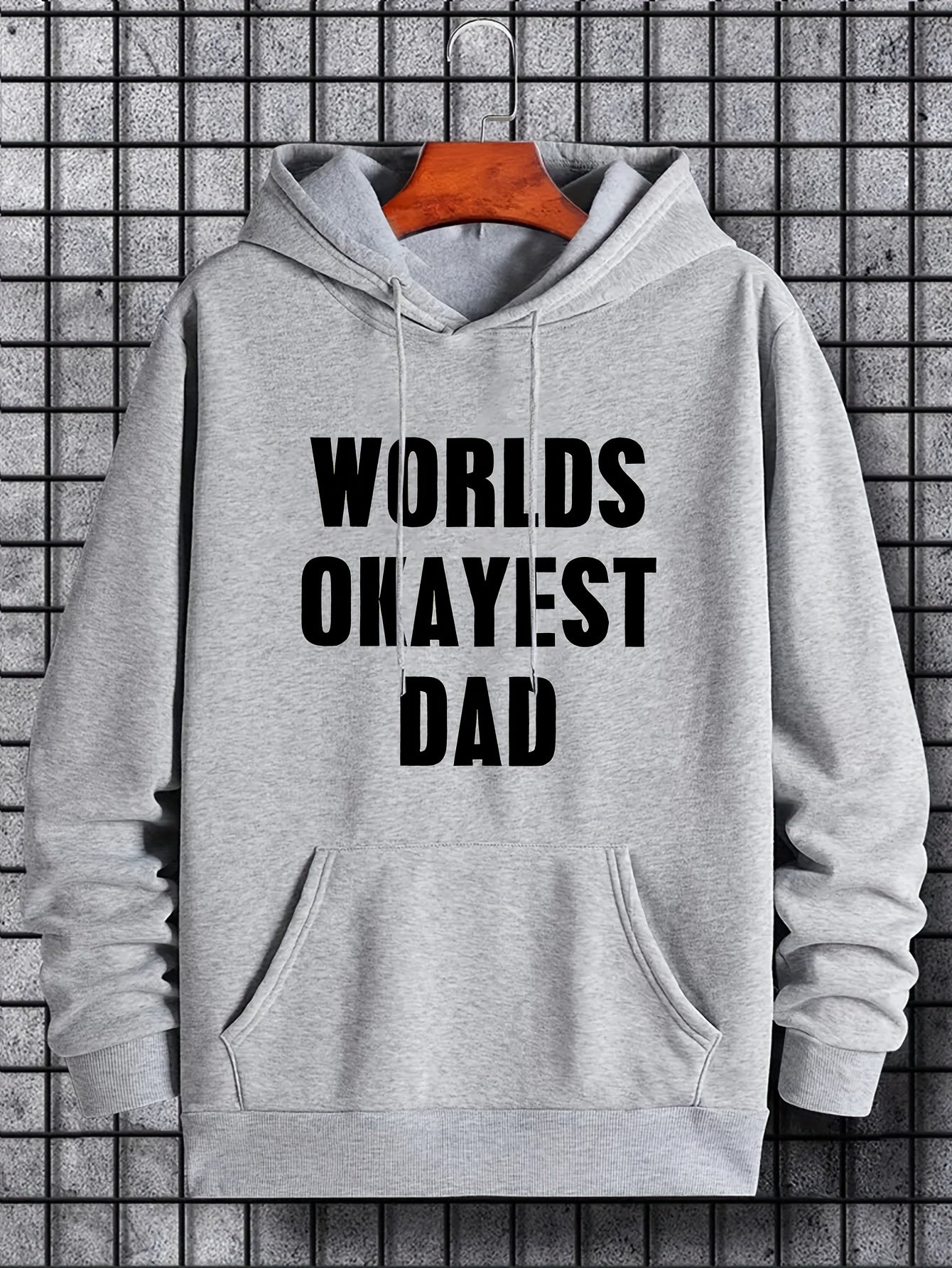 World's Okayest Dad Print Hoodie Casual Sweatshirt