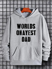 World's Okayest Dad Print Hoodie Casual Sweatshirt