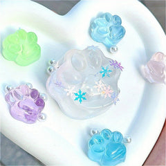 6pcs Glow in The Dark Squishy Cat Paw Fidget Toys with Glitter TPR Material