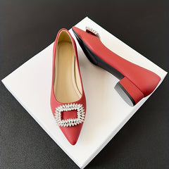 Women's Rhinestone Block Heel Slip On Shoes