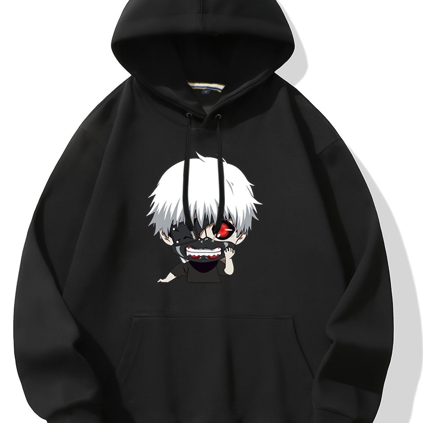 Anime Print Hoodie Fleece Pullover Active Hooded Sweatshirt