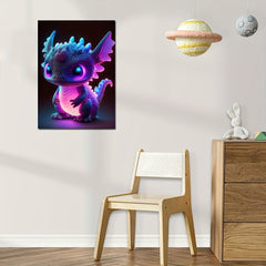 Modern Art Neon Baby Dragon Wall Sticker For Kids Room Decor