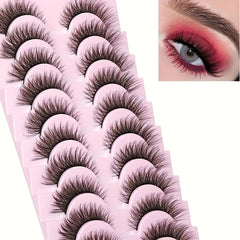 10 Pairs 3D Mink Cat Eye Style Lashes - 13mm
