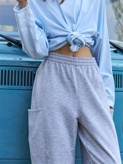 Outdoor Casual Sports Pants With Pockets Elastic Waist