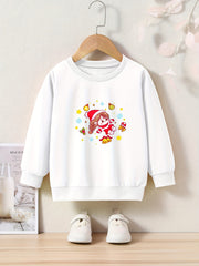 Christmas Santa Girl Print Pullover Sweatshirt for Kids