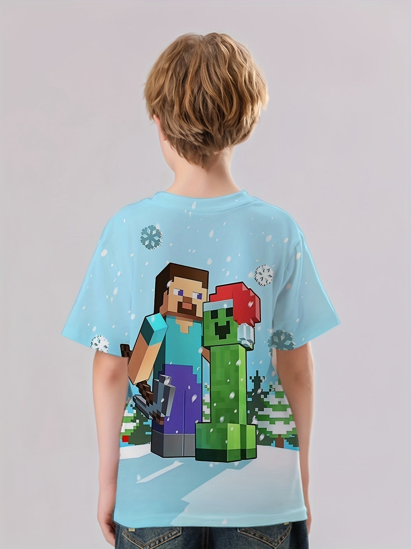 Pixel Style Print Kid's T shirt Unisex Tee For Summer