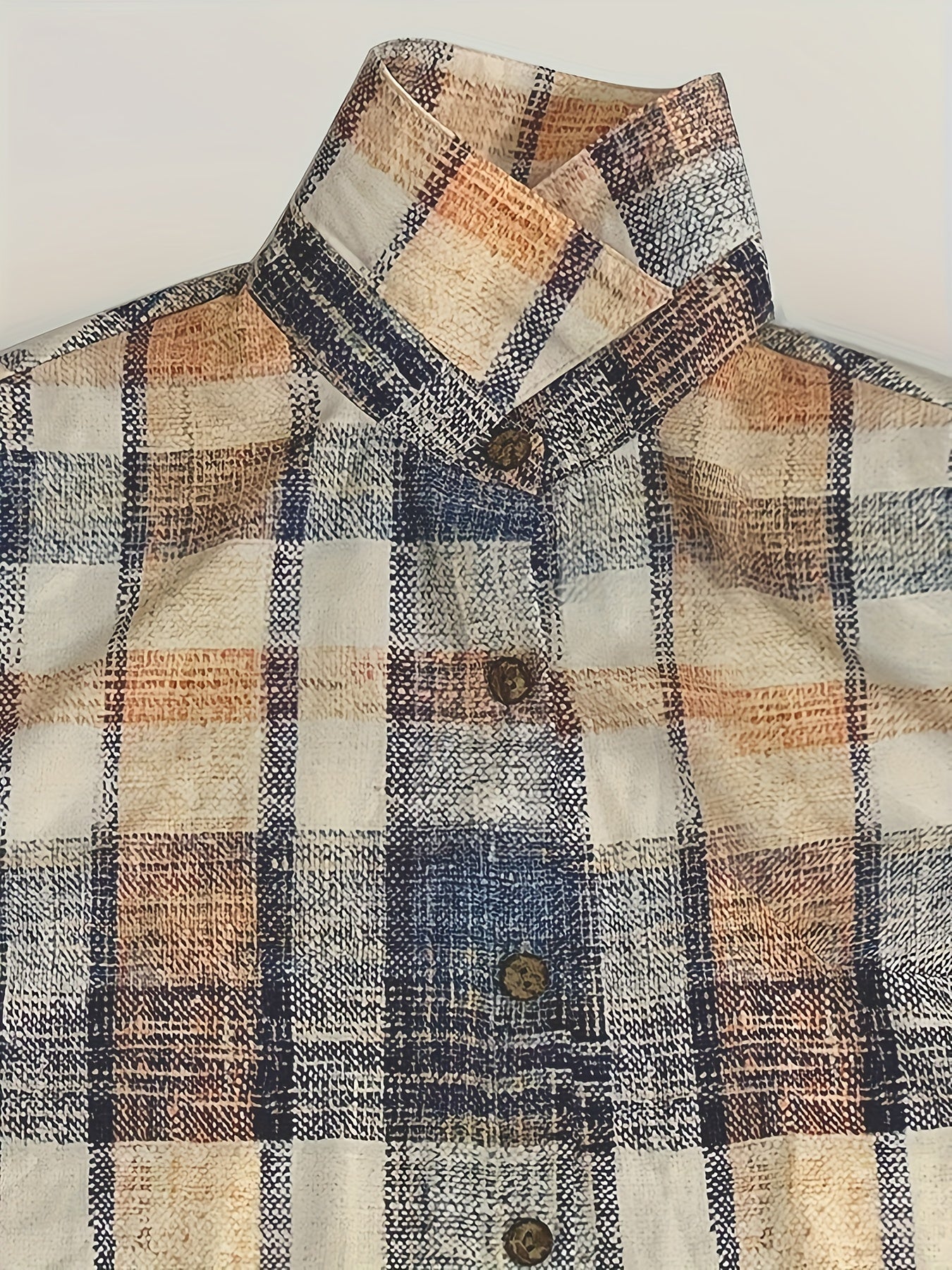 Plaid Print Button Up Long Sleeve Casual Blouse