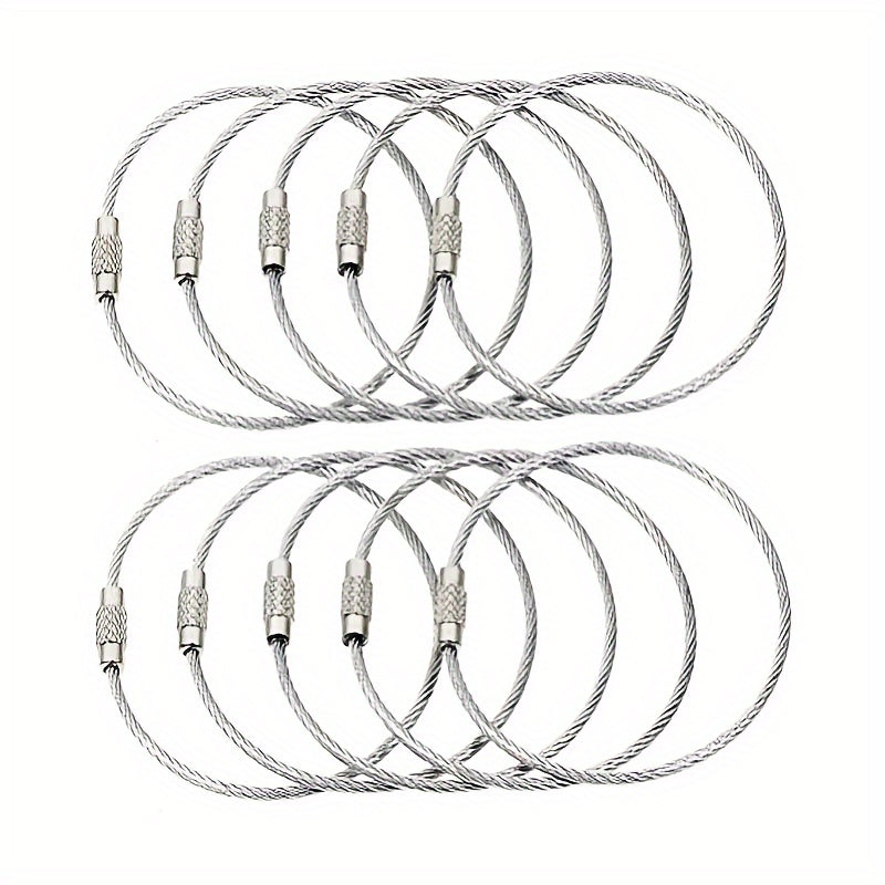 5pcs Stainless Steel Wire Keychain Keyring Luggage Tag Screw Key Chain
