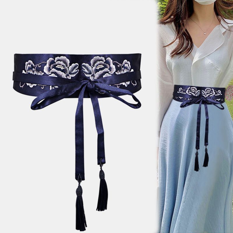 Embroidered Waist Belt Cover Women Hanfu Cloth Belt For Dress