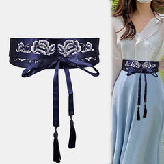 Embroidered Waist Belt Cover Women Hanfu Cloth Belt For Dress