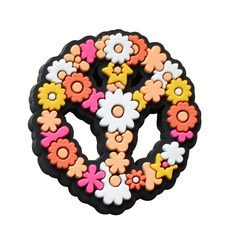 26pcs Pink Cartoon PVC Shoes Charms Flowers Buckles For Corcs DIY