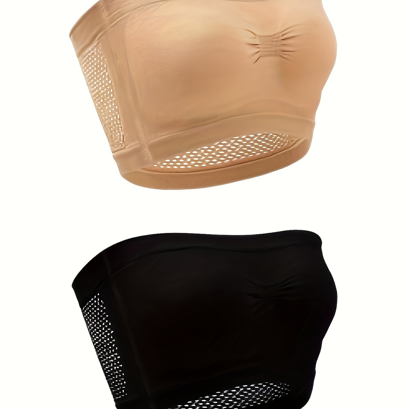 2pcs Strapless Bandeau Bras Hollow Out Breathable Stretch Everyday Bra