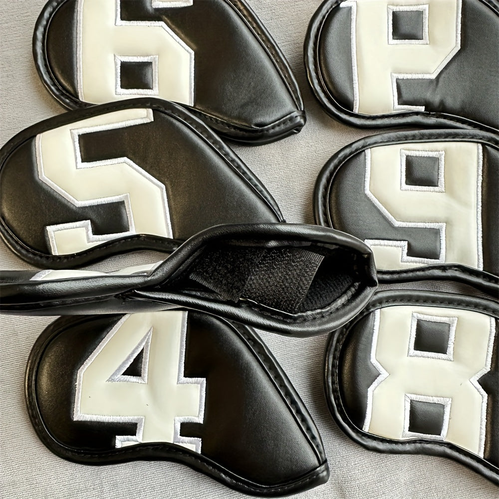 8pcs PU Leather Golf Iron Head Covers with Creative Patterns