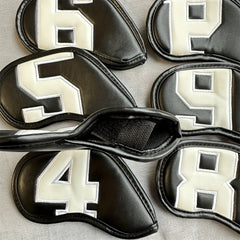 8pcs PU Leather Golf Iron Head Covers with Creative Patterns