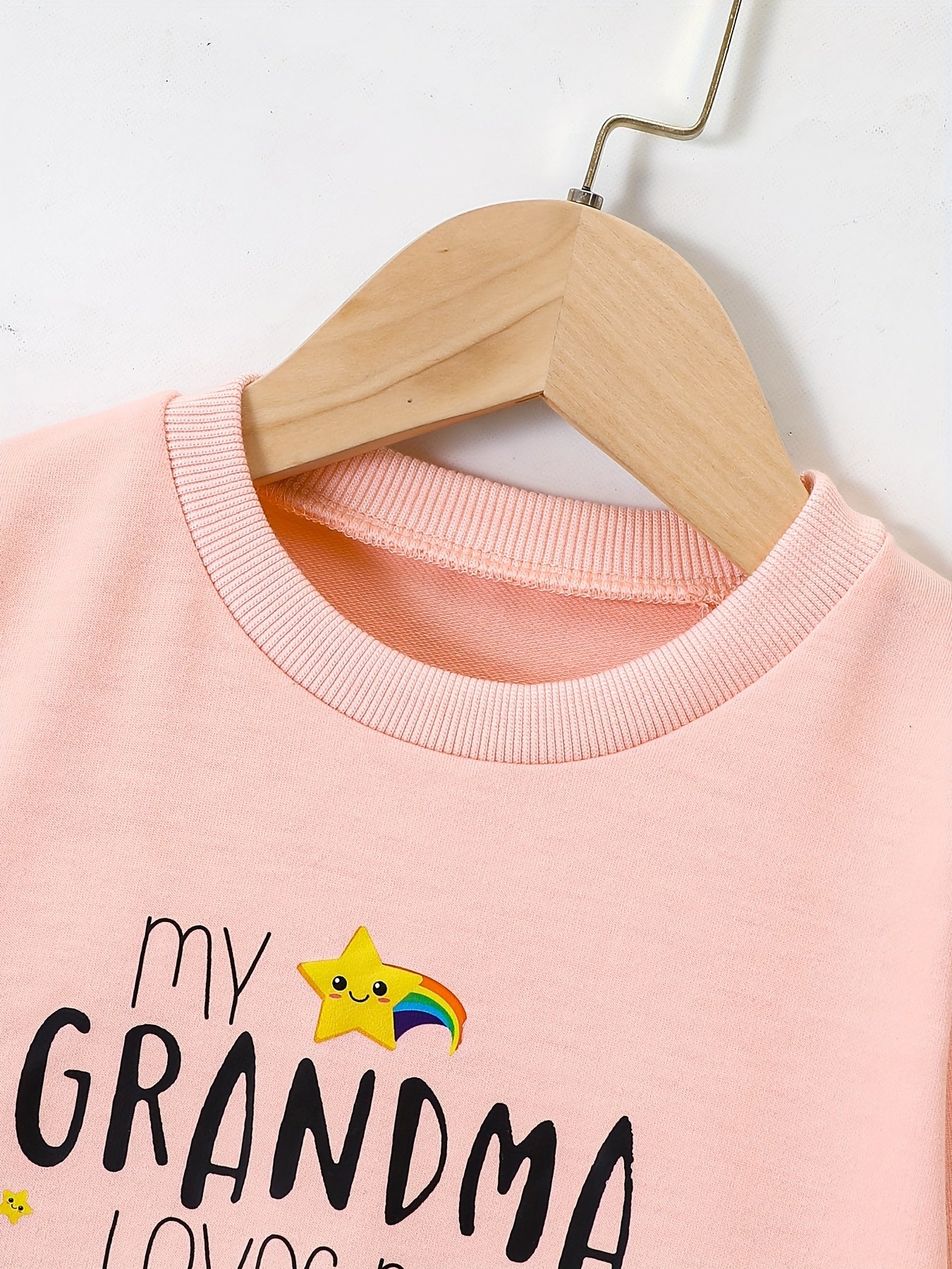 Star Moon & ''My Grandma Loves Me'' Round Neck Sweatshirt For Girls