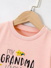 Star Moon & ''My Grandma Loves Me'' Round Neck Sweatshirt For Girls