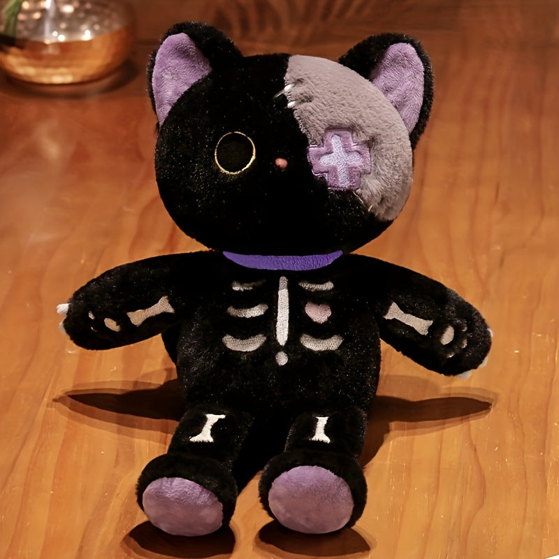35in Skeleton Cat Plush Toy Soft Stuffed Doll Halloween Gift