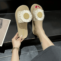 Women's Flower Decor Slide Sandals Comfortable Open Toe Slip On Shoes