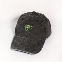 Distressed Embroidery Baseball Cap Gray Washed Unisex Dad Hat