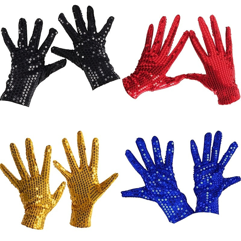Sequin Wrist Gloves Sparkle Dance Party Mittens Women Warm Winter