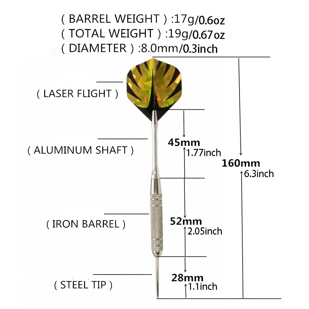 12 Piece Steel Tip Darts Set with Unique Wings & Storage Box