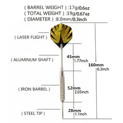 12 Piece Steel Tip Darts Set with Unique Wings & Storage Box