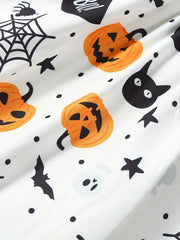 Girls Comfy & Ghost Graphic Long Sleeve Dress Halloween Outfit