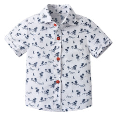 Boys Creative Ink Printing Shirt Short Sleeves Button Spring Summer Kids Clothes