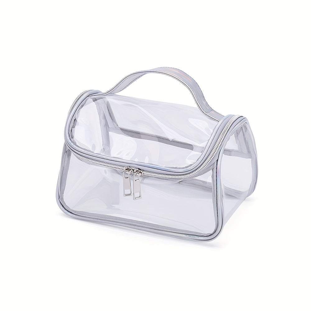 Clear PVC Toiletry Bag with Handle Zipper Waterproof Travel Pouch