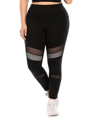 Solid Yoga Sports Leggings With Pocket Women's Plus Medium Stretch