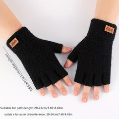 Knitted Alpaca Wool Fingerless Gloves Warm Elastic Driving Gloves