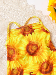 Baby Girls Sunflower Sleeveless One Piece Swimsuit for Summer