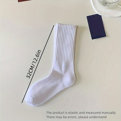 5pairs Casual Plain Socks Breathable Comfy Crew Socks For Men Women