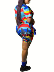 Tie Dye Two piece Set Short Sleeve T shirt & Skinny Shorts Outfits
